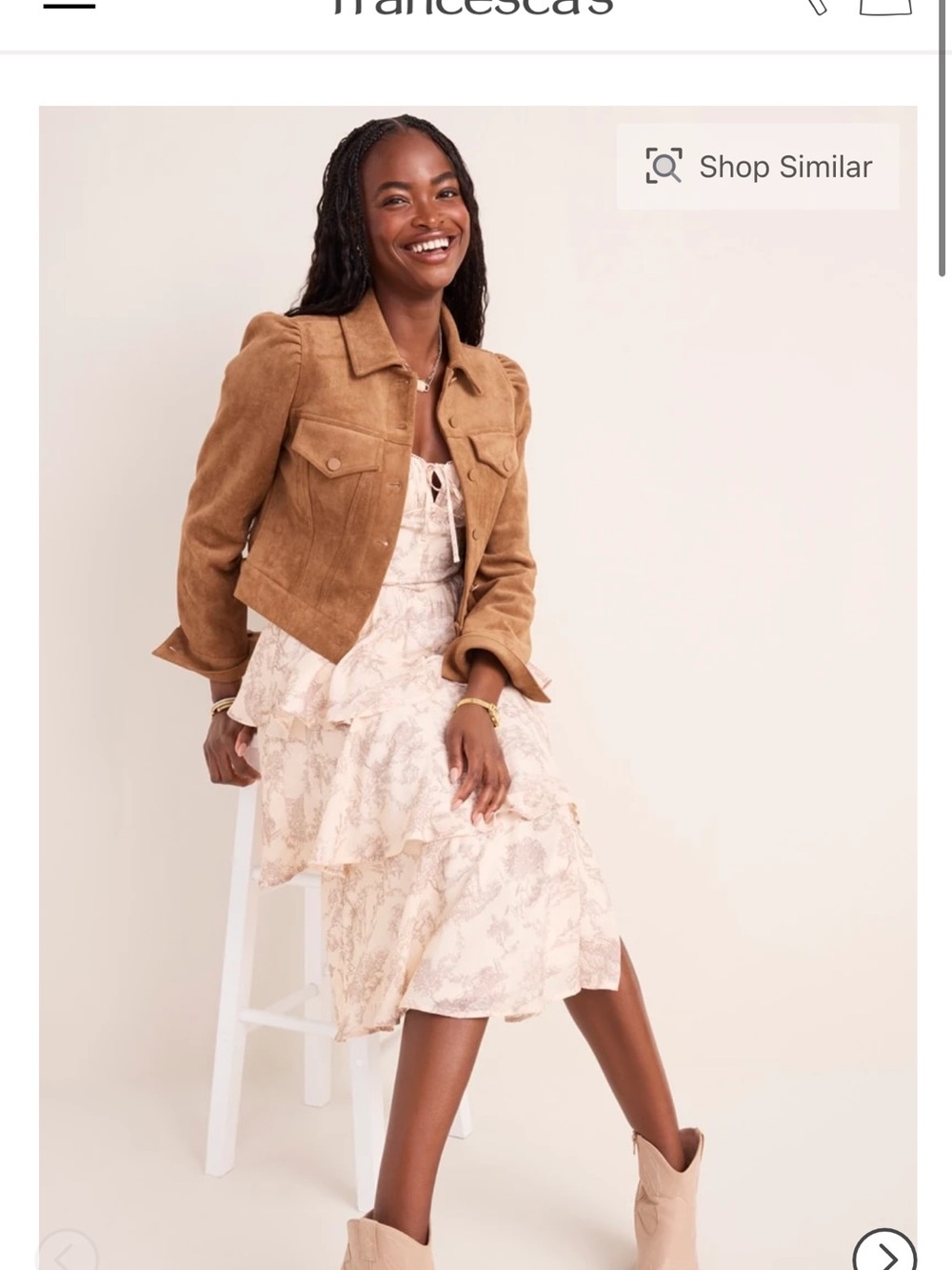 Francesca's Collections Suede Jacket in Tan Brown - Picture 7 of 7